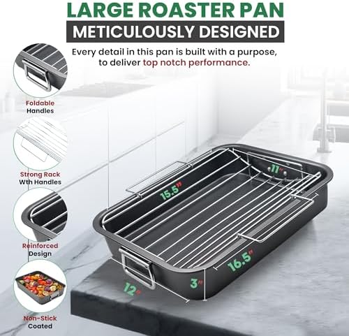 Large Roasting Pan With Rack 12” x 16” - Image 3