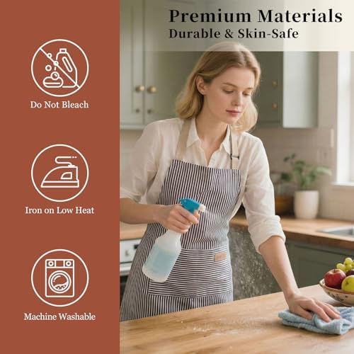 2 Pack Cooking Aprons Adjustable Bib Apron - Image 5