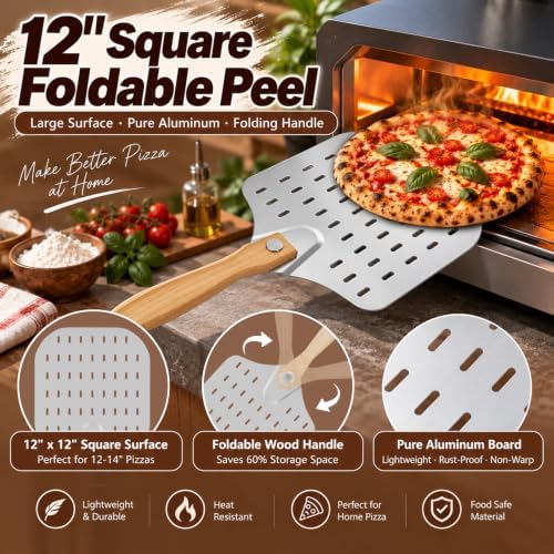 6-Piece Pizza Oven Accessories Kit: 9" Perforated Peel w/Long Handle, Tongs & - Image 5