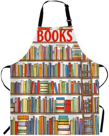 WONDERTIFY Apron with Books Collection and Ladder Library, Bib Apron by WONDERTIFY