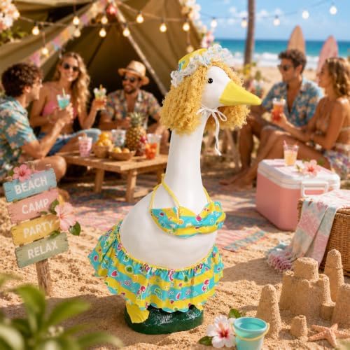 Porch Goose Bikini Outfit for 23" Goose Statue, Hawaiian Porch Goose Costume - Image 3