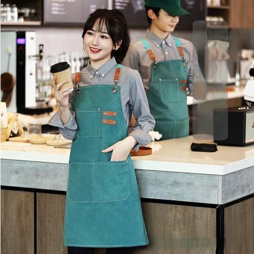 Aprons For Women Men With Pockets 2 Pcs, Kitchen Waterproof Hair Stylist Linen - Image 4