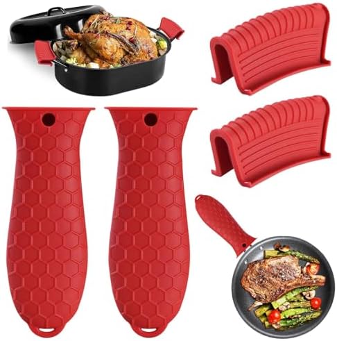 4 Pack Silicone Hot Handle Holder Cover Cast Iron Handle Cover Silicone Pot by Dazzhues