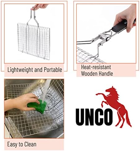 UNCO- Fish Grilling Basket, 2 Sets, Folding Portable Stainless Steel BBQ Grill - Image 6