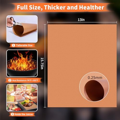 WIBIMEN Grill Mats for Outdoor Grill, Copper 7pcs Grill Mat - Image 2