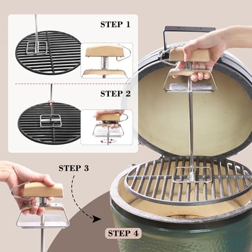 BBQ Grate Lifter Gripper for Big Green Egg Kamado Primo Grill Accessories Cast - Image 3