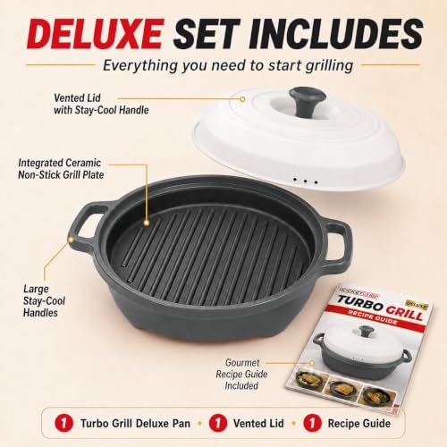 Turbo Grill Deluxe Microwave Grill Pan, Vented Lid - Image 3