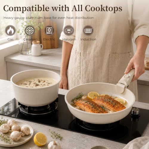 YASHE 9Pcs Granite Nonstick Pots and Pans Set, Oven Safe - Image 4
