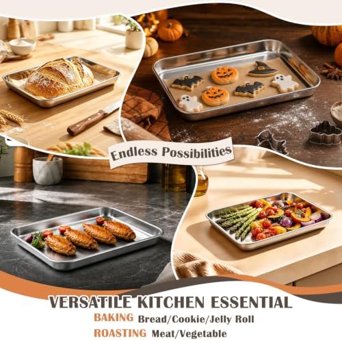 10.4" Baking Sheet Pan, Joyfair Stainless Steel Toaster Oven Trays - Image 3