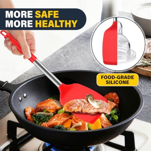 2 Pack Silicone Spatula Set, Solid & Slotted Turner - Image 4