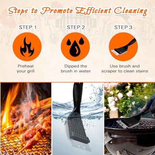 2 Pcs Grill Brush and Scraper, Barbecue Grill Cleaning Brush Stainless Steel - Image 6