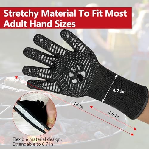 UBeesize Lengthen BBQ Gloves, 1472°F Heat Resistant Grill Glove, 14 inch - Image 2