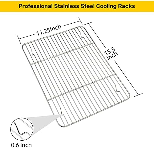 E-far Baking Cooling Rack Set of 2, Stainless Steel Metal Roasting Cooking Racks - Image 2