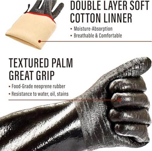 RAPICCA BBQ Grill Gloves, 932°F Heat Resistant Neoprene, 14 in M - Image 4