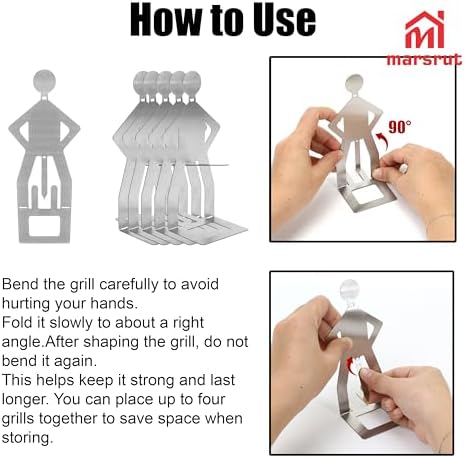 5Pcs Funny BBQ Stand Man Hotdog Grill Holder, Reusable Stainless Steel Sausage - Image 4