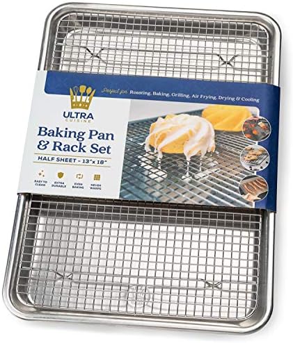 Aluminum Baking Sheet with Cooling Rack Set by UltraCuisine