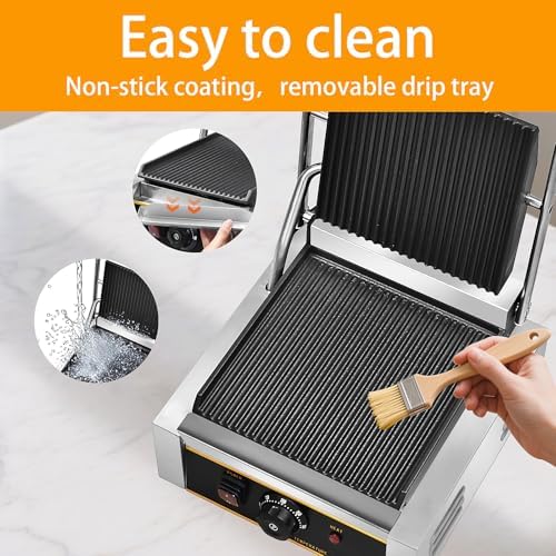 Commercial Panini Press - 1800W Commercial Electric Panini Sandwich Grill - Image 5