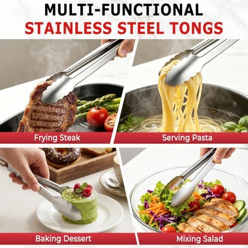 Grill Tongs 17 Inch Extra Long Stainless Steel BBQ Tongs - Image 3