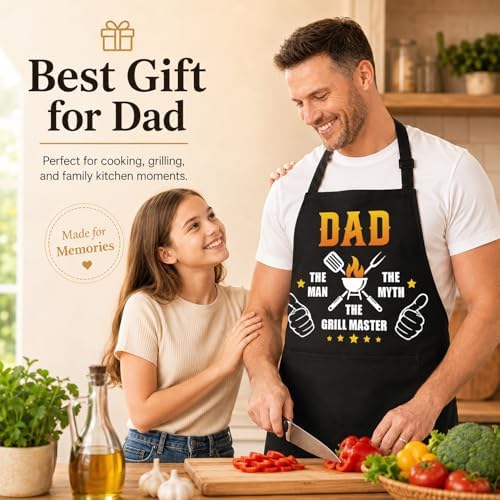 Dad Apron for Men, Apron with Pockets, Gifts for Father's Day Birthday Christmas - Image 4