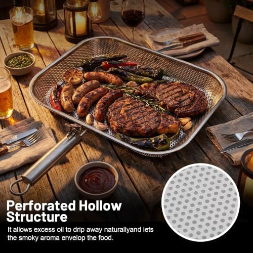 Stainless Steel Grill Pan with Removable Handle, 14.88" x 10.98" - Image 4