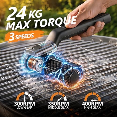 Electric Grill Brush | 24kg Max Torque, 200 Minutes Runtime, 3-Speed Angle - Image 2