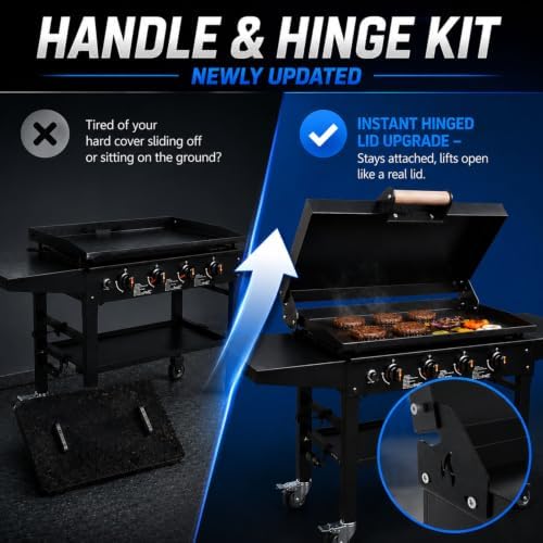 Handle & Hinge Kit for Blackstone Griddle 28" 36" 44", Wooden Handle - Image 2