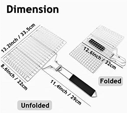 Fish Grilling Basket, BBQ Stainless Steel Barbecue Basket, Foldable Handle - Image 2