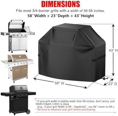 Grill Cover, 58 inch BBQ Gas Grill Cover - Image 2