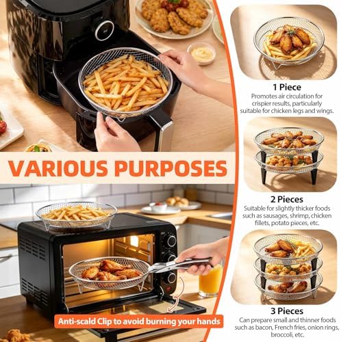P&P CHEF 7.9'' Round Air Fryer Rack Set of 3, Air Fryer Basket - Image 4