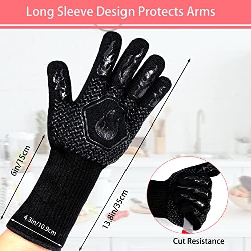BBQ Gloves 1472F Heat Resistant Non-Slip Silicone 13.5in - Image 2