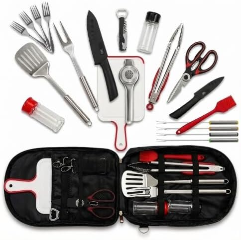 23 Pcs Camping Cooking Utensil Set, Camp Kitchen Set by LEEKEWAY