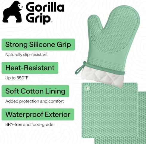 GORILLA GRIP BPA-Free Silicone Oven Mitts and Pot Holders Set - Image 2