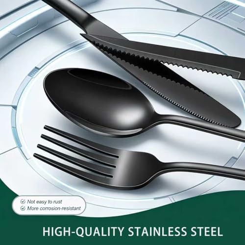20 Pcs Black Silverware Set, Stainless Steel Flatware Set - Image 7