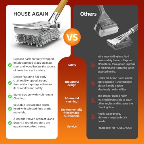 Grill Brush Bristle Free with Scraper, Stainless Steel BBQ Grill Brush - Image 5
