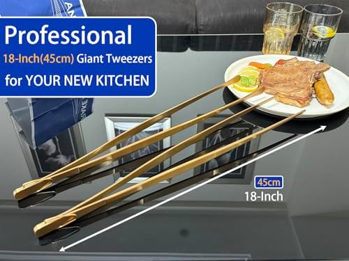 JETKONG 2 Pcs 18 Inch Stainless Steel Grill Tongs Heavy Duty Giant Tweezer Tongs - Image 4