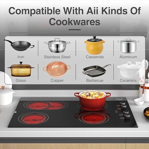 GIHETKUT 4 Burner Electric Cooktop, 7200W Built-in & Countertop 30 inch stove - Image 5