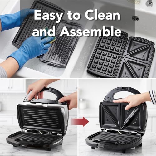 OVENTE Electric Sandwich, Panini and Waffle Maker Set - Image 7