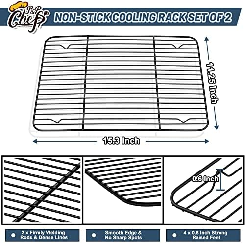 P&P CHEF 15.3" x 11.25" Cooling Baking Wire Racks Pack of 2 - Image 2