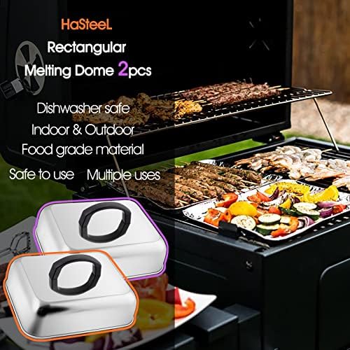HaSteeL Cheese Melting Dome Set of 2, Stainless Steel Rectangular 9x7 Inch - Image 7