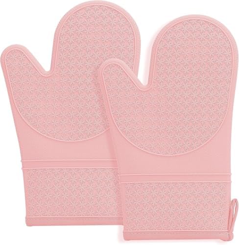 Silicone Oven Mitts, Heat Resistant 500F Kitchen Mitts 2PCS, 11.6" BPA-Free by Hovico