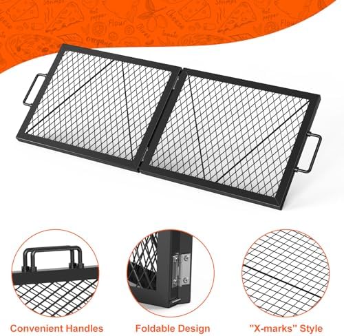 onlyfire Foldable Rectangular Heavy‑Duty Steel Fire Pit Cooking Grate - Image 3