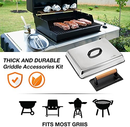 Stanbroil Melting Dome & Grill Press Kit Stainless Steel Basting Cover - Image 5