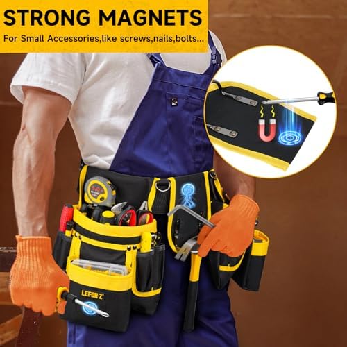 LEFOR·Z Tool Belt with 4 D-Rings, 27-Pockets Tool Belts - Image 5