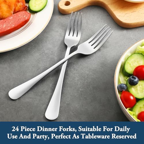 24 Piece Dinner Forks Set, Food-Grade Stainless Steel Silverware Forks - Image 7