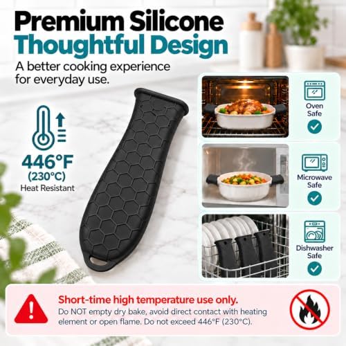 4 Pcs Cast Iron Handle Cover, Silicone Hot Handle Holder - Image 7