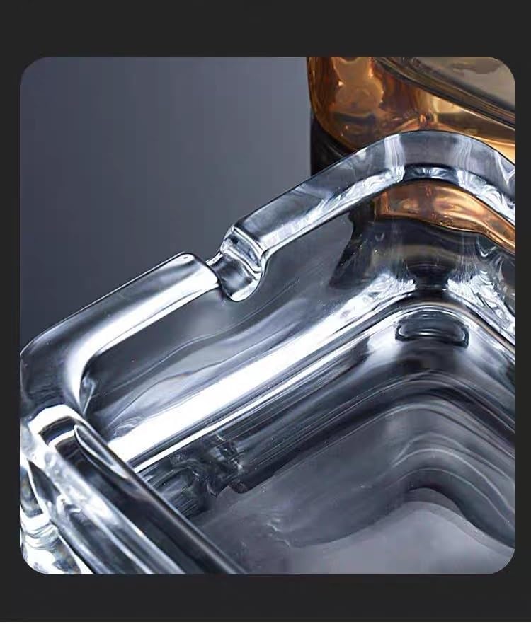 Square Cigar Ashtray, Classic Clear Crystal Glass Cigarette Ashtray Holder - Image 3
