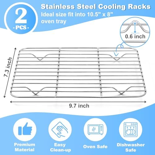 P&P CHEF 9.7" x 7.3" Cooling Baking Wire Racks Pack of 2 - Image 2