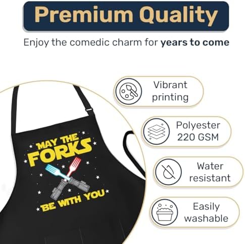 May The Forks Be with You Apron, Space Themed Grilling Aprons - Image 3