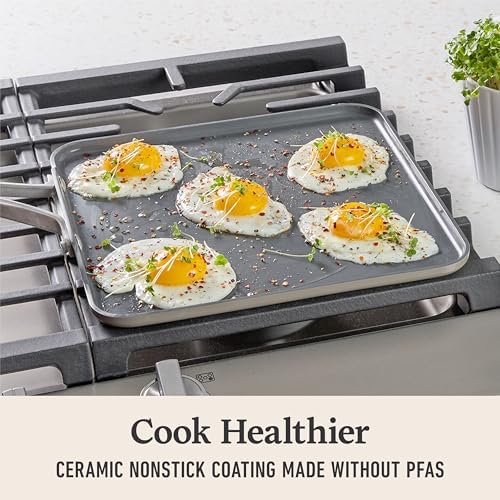 Calphalon® Premier Ceramic Nonstick 11" Square Griddle, Mushroom Grey - Image 4
