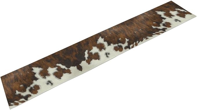 Cow Print Table Runner, Brown Cowhide Print Western Style Table Runner Country Farmhouse Cottage Cow Pattern Linen Table Decoration for Home Kitchen Dining 13x72